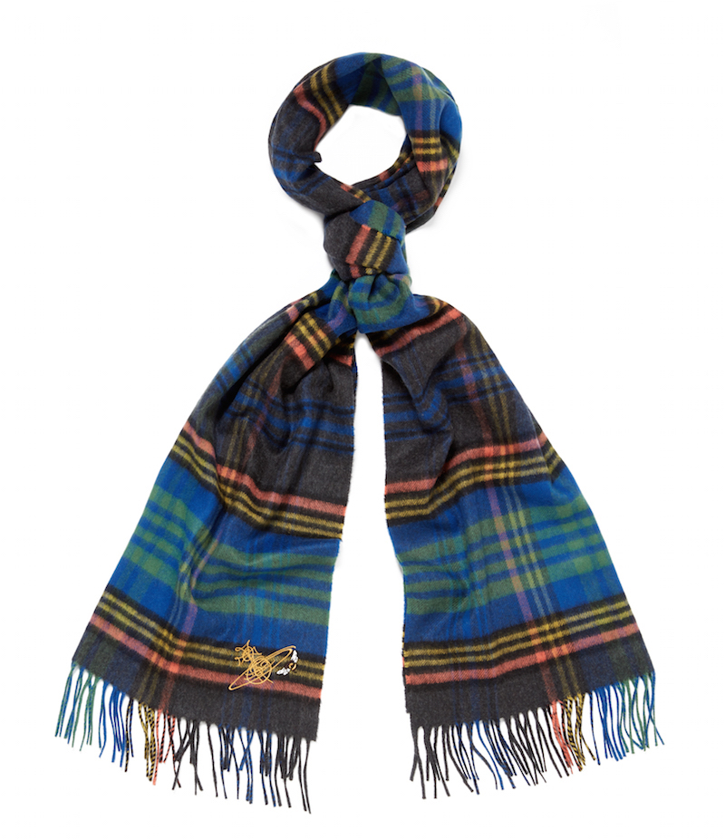 Vivienne Westood x Johnstons of Elgin blue tartan scarf