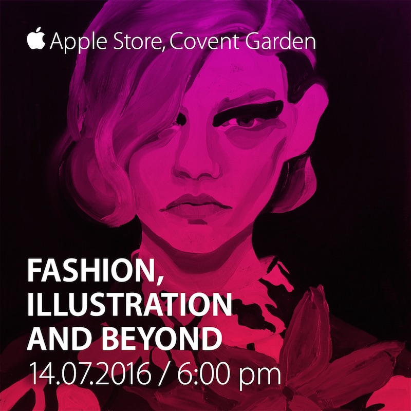 fashion illustration panel apple store Gill button