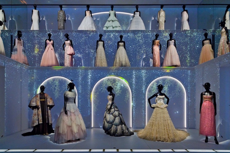 Ballgowns on display at La Galerie Dior in Paris