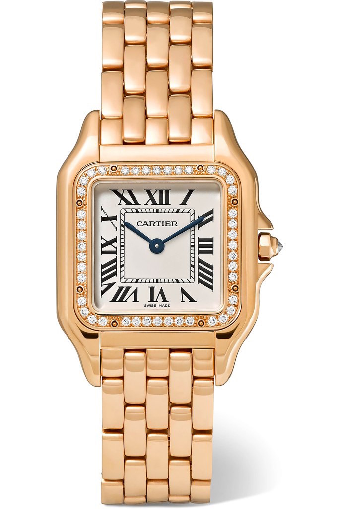 Cartier Panthere 18 karat rose gold diamond watch Netaporter