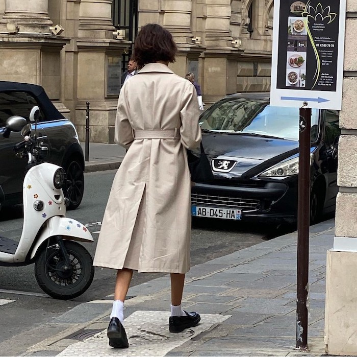 Parisiens in Paris - girls wearing trench, socks and loafers