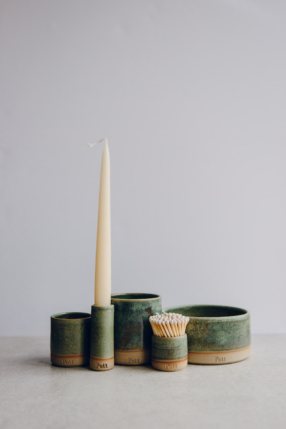 Pott Lac candles and ceramic holder